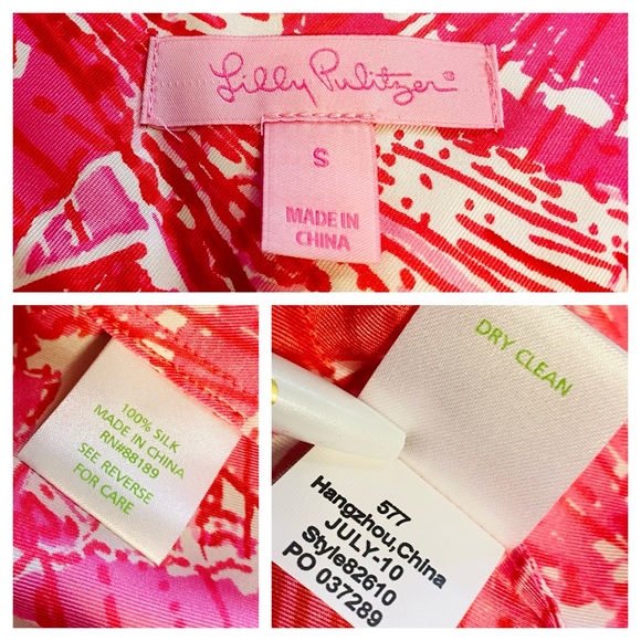 NWT Lilly Pulitzer Rylan Silk Punch Pink Printed Sleeveless Top - Picture 9 of 10